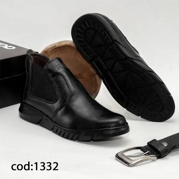 نیم بوت مردانه تمام مشکی بغل کش GUCCI (کد 1332)