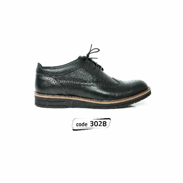 کفش بندی چرم هشتگ مشکی(کد 3028)