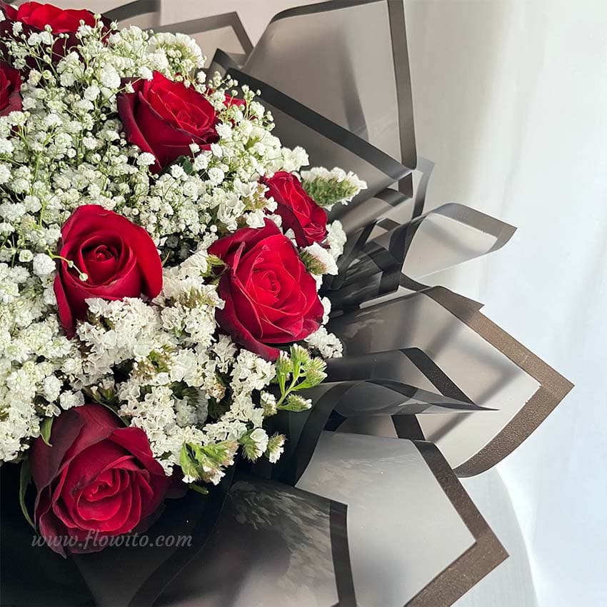 دسته گل رز هلندی قرمز کد 36 — تصویر ۴