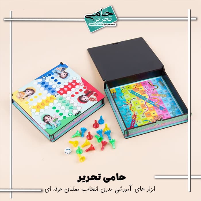 بازی منچ و مارپله جعبه چوبی طرح دخترانه فانتزی