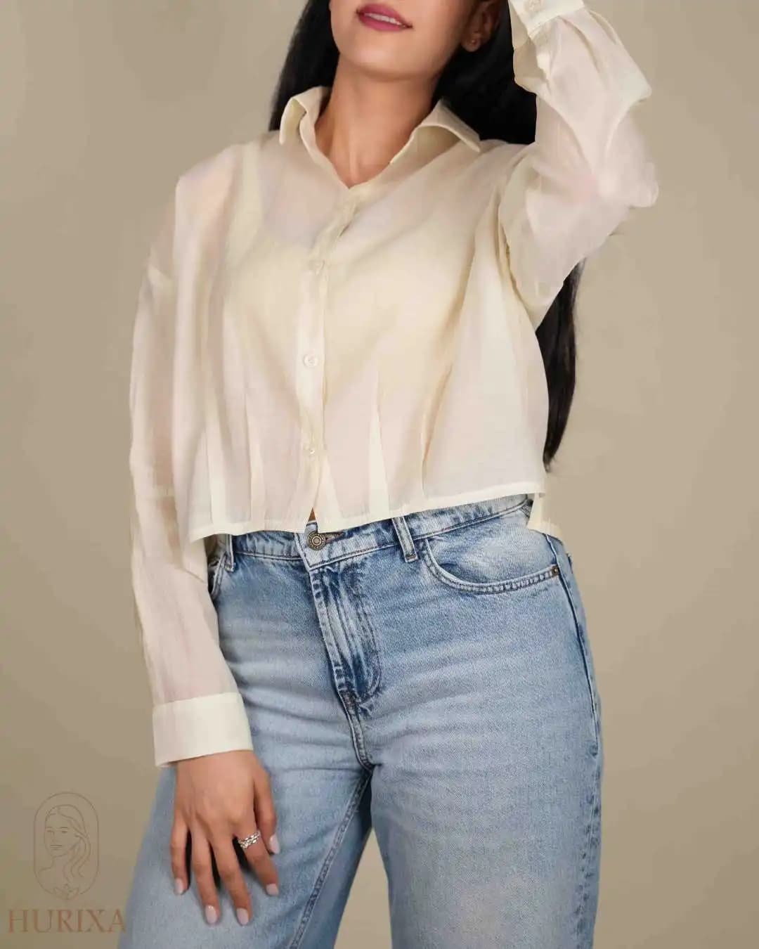 شومیز شیشه‌ای کراپ زنانه