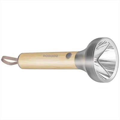 چراغ قوه دسته چوبی پرودو مدل Porodo Lifestyle Birch 300 Wooden LED Flashlight