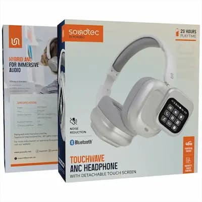 هدفون بلوتوثی مجهز به کنترل نمایشگردار مغناطیسی پرودو مدل Porodo Soundtec Touchwave ANC — تصویر ۲