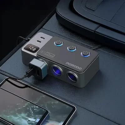 شارژر فندکی خودرو 120 وات پرودو Porodo 120W Car Charger Hub Triple-Port Lighter Socket — تصویر ۲