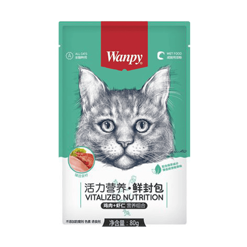 پوچ گربه ونپی Wanpy با طعم مرغ و میگو — تصویر ۲