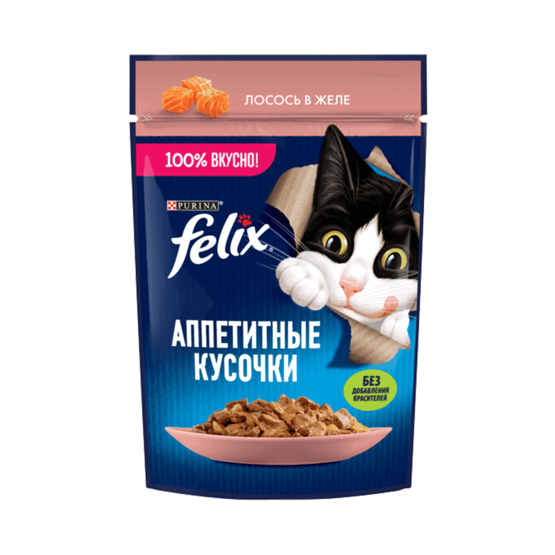 پوچ گربه فلیکس Felix با طعم ماهی سالمون در ژله — تصویر ۲