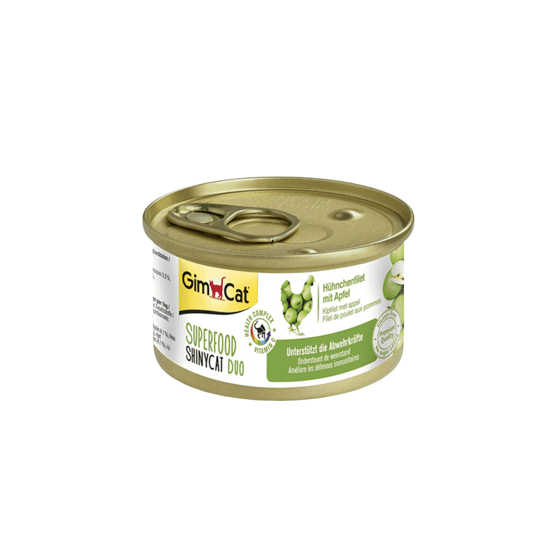 کنسرو گربه جیم کت Gimcat مدل Shiny طعم مرغ و سیب