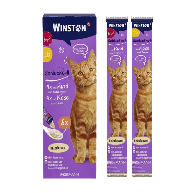 بستنی گربه وینستون Winston در 2 طعم گوشت گاو و پنیر(8 عددی)