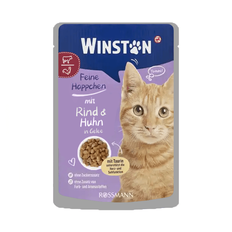 پوچ گربه وینستون Winston طعم گوشت گاو و مرغ در ژله — تصویر ۲