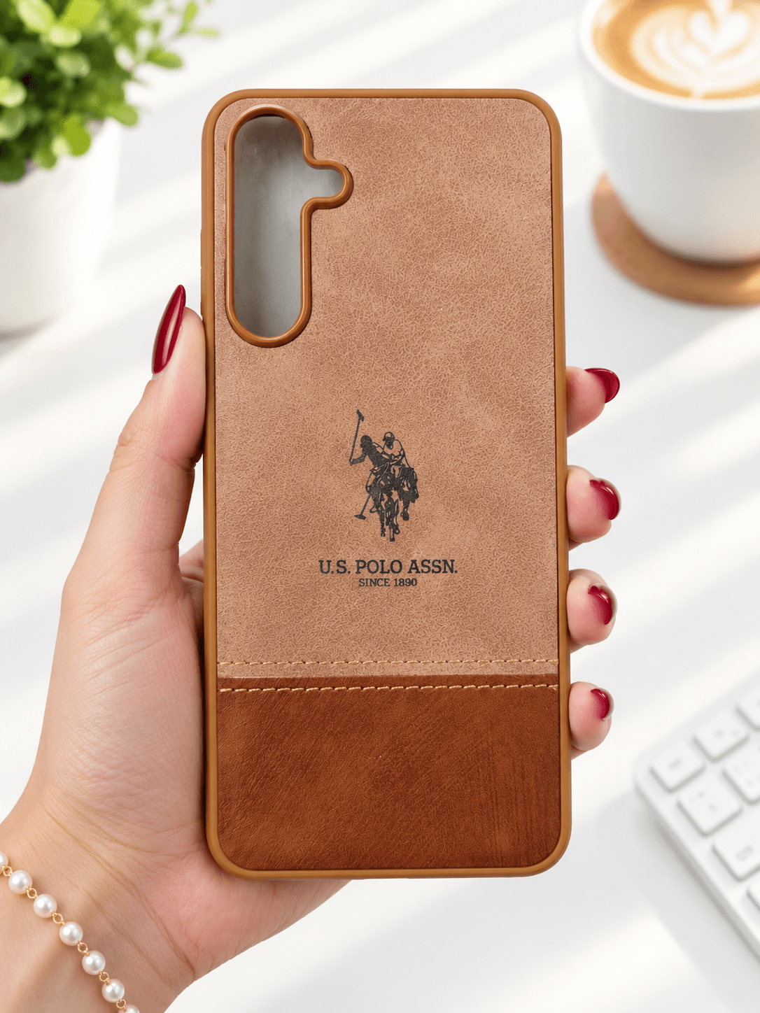 قاب طرح چرم POLO اورجینال سامسونگ A55