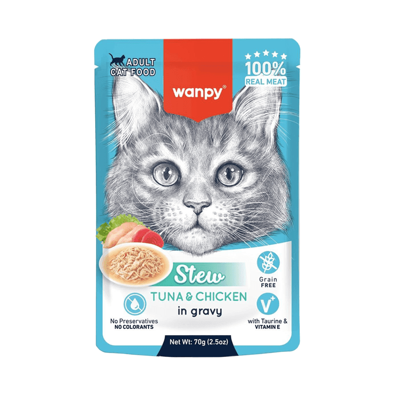 پوچ خورشتی گربه ونپی Wanpy با طعم مرغ و ماهی تن در سس