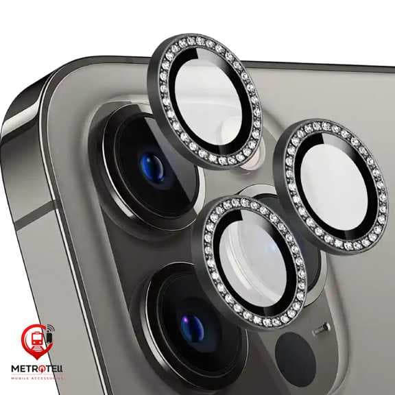 محافظ لنز آیفون نگین دار مشکی iphone