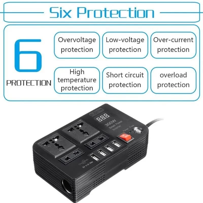 اینورتر فندکی ماشین مدل BYGD 300W ظرفیت ۳۰۰ وات — تصویر ۱۰