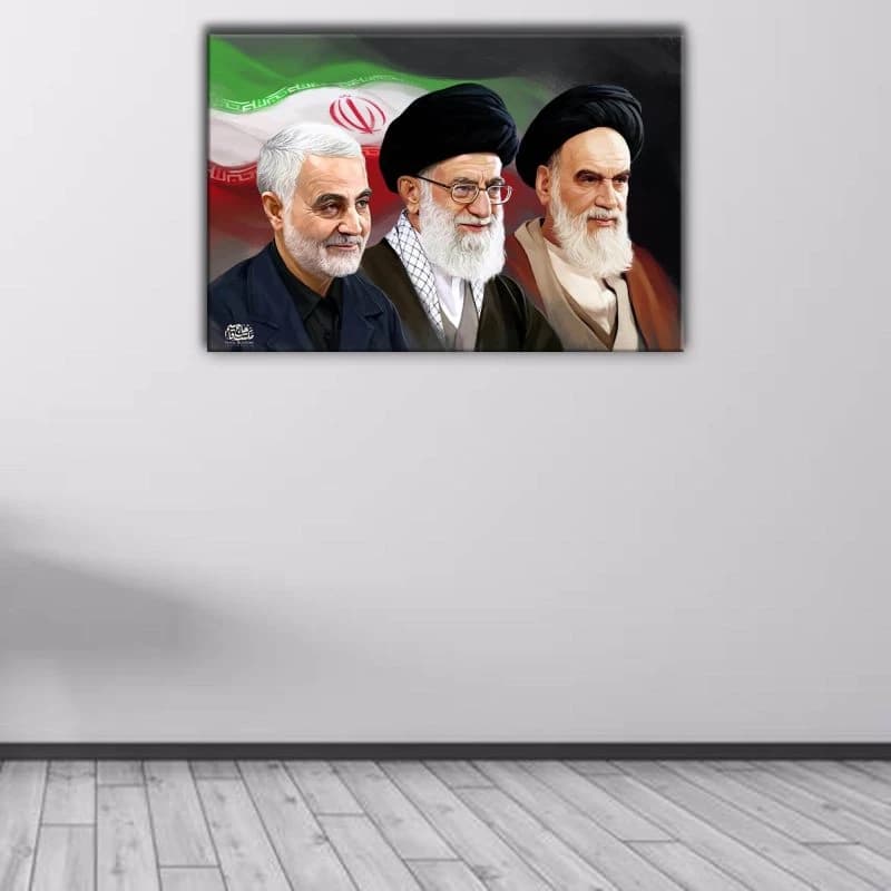 تابلو شاسی طرح امام خمینی و امام خامنه ای و شهید سلیمانی کد 05