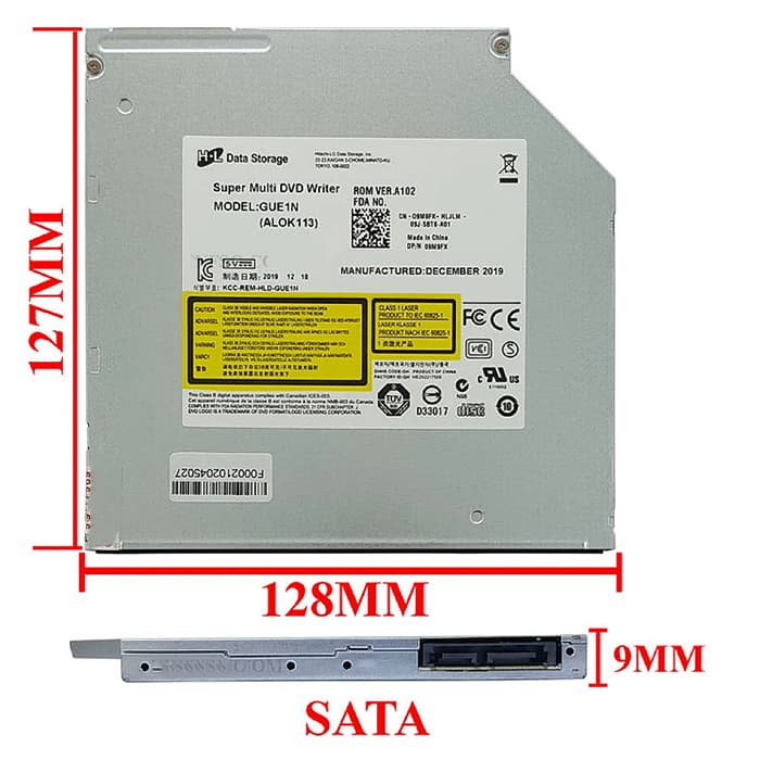 درایو لپ‌تاپ DVD رایتر H.L SATA Superslim E1 9mm با یک سال گارانتی