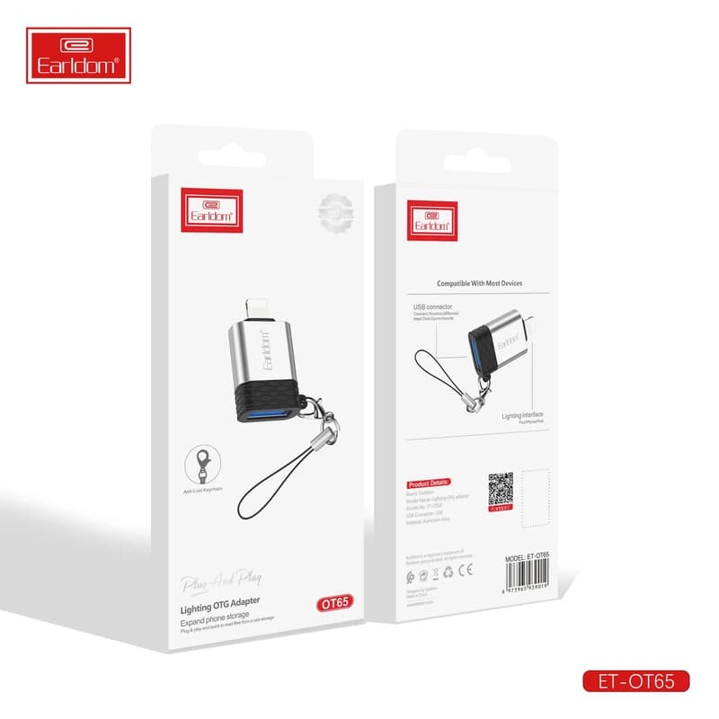 مبدل OTG یو اس بی به لایتنینگ ارلدام مدل OT65 | انتقال سریع اطلاعات به آیفون و آیپد — تصویر ۴