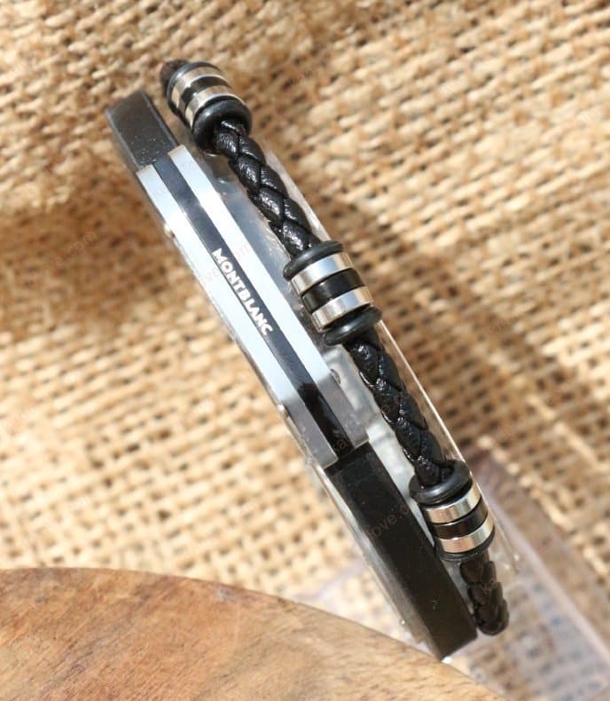 دستبند چرمی دو لاین جدید مردانه برند Montblanc کد 109 — تصویر ۲