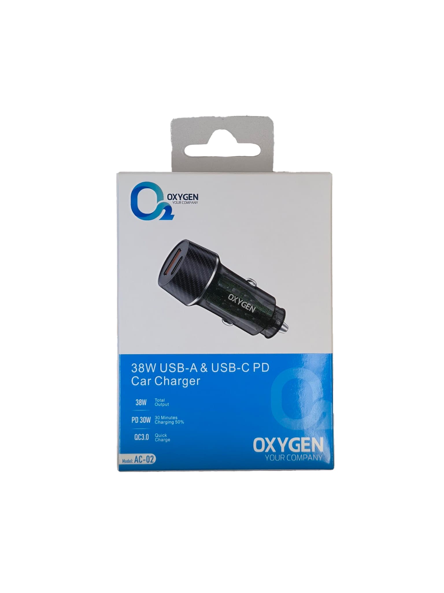 شارژر فندکی ۳۸ وات اکسیژن AC-02 | دو پورت مجهز به PD 30W و QC 3.0 — تصویر ۲