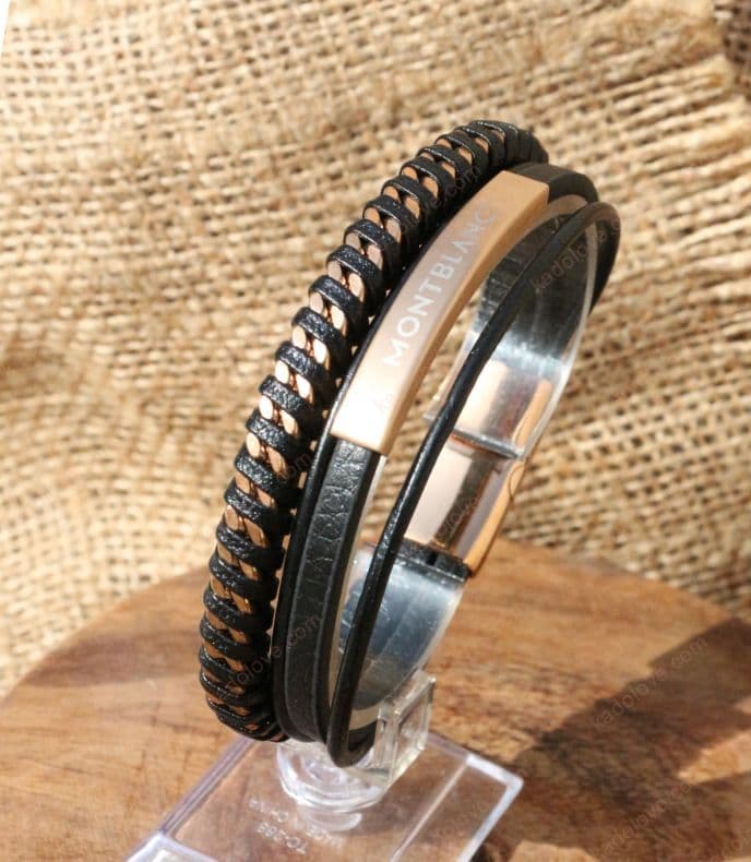 دستبند جدید چرمی سه لاین Montblanc کد 107