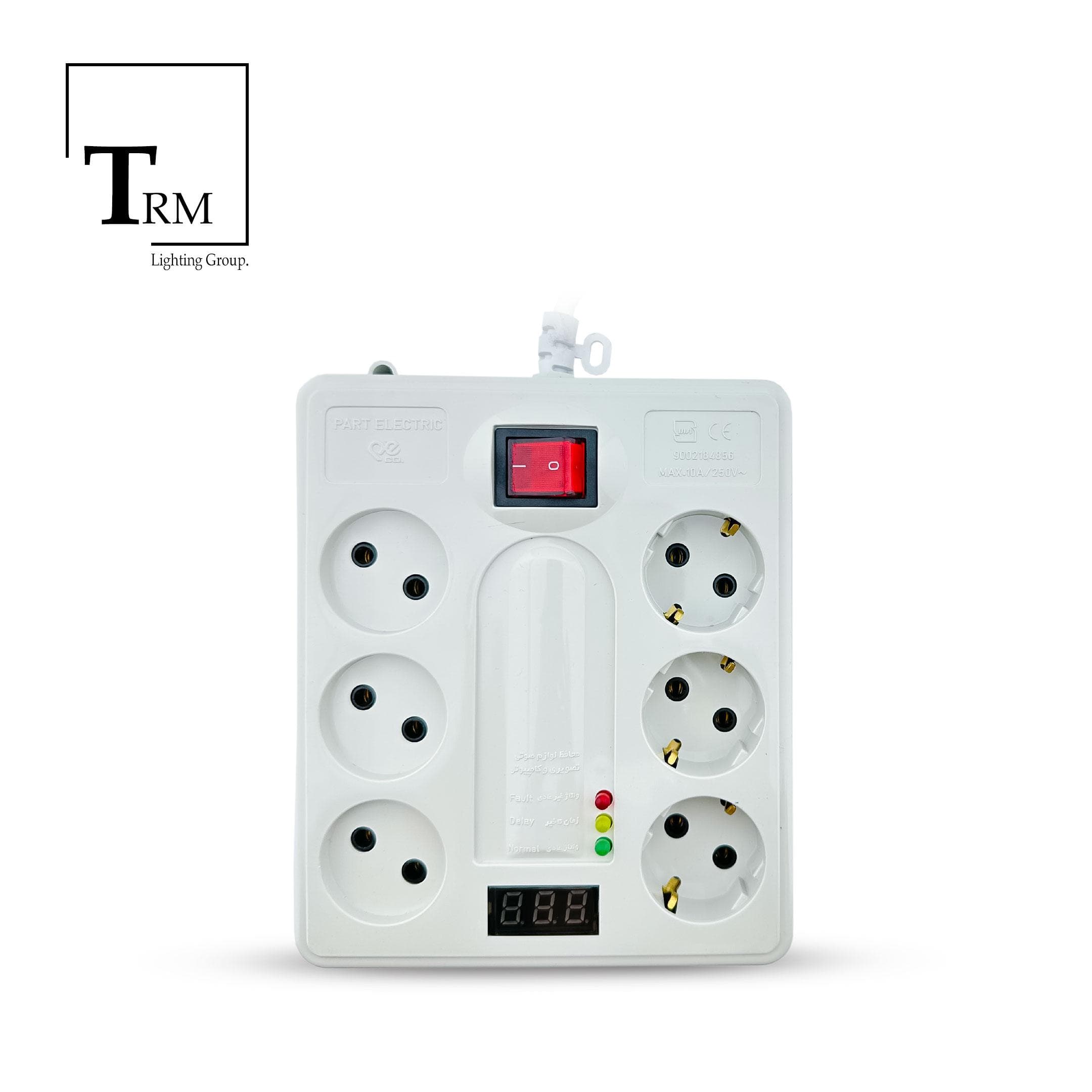 محافظ ولتاژ 6 خانه دیجیتال پارت الکتریک با کابل 1.8 متری کد 2060