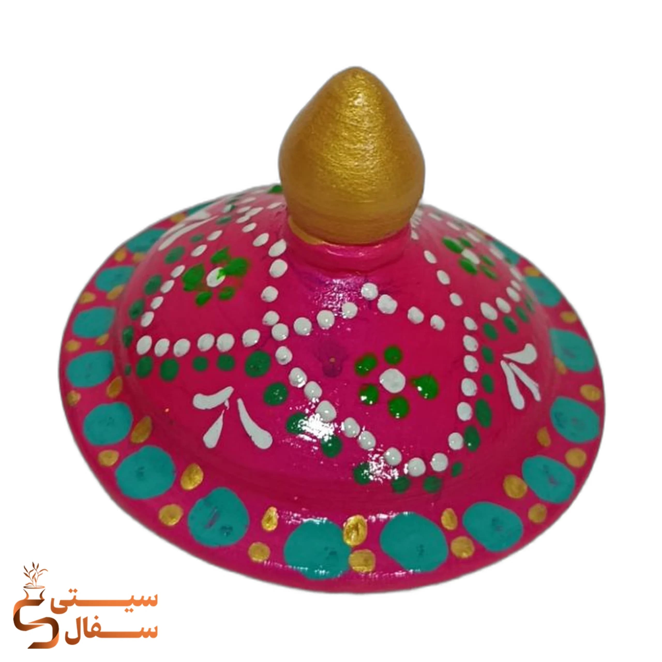 قندان نقطه کوبی سرخابی سفالی طرح سنتی | سیتی سفال — تصویر ۴
