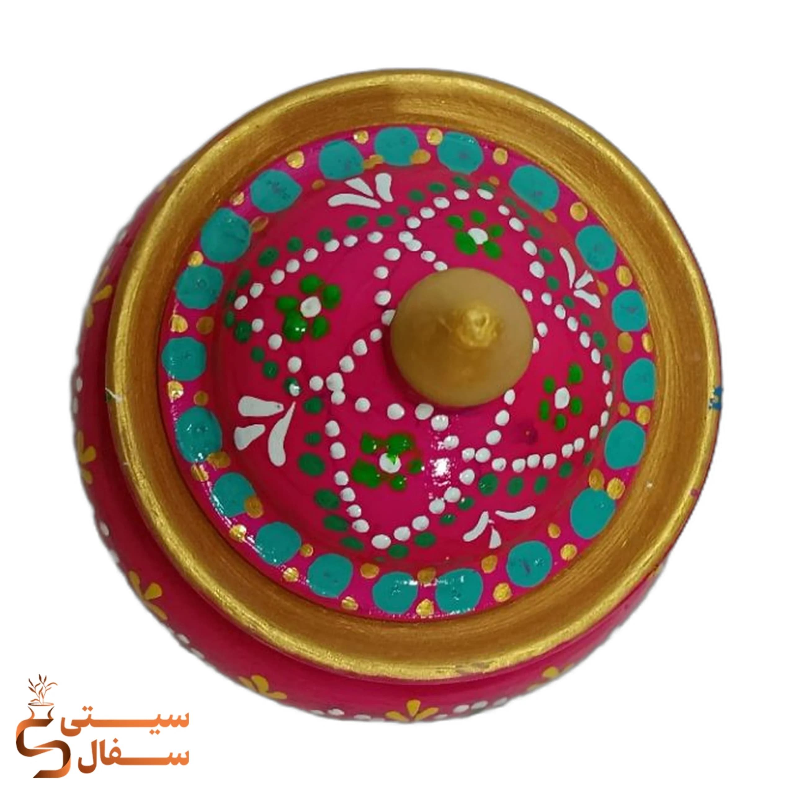 قندان نقطه کوبی سرخابی سفالی طرح سنتی | سیتی سفال — تصویر ۲