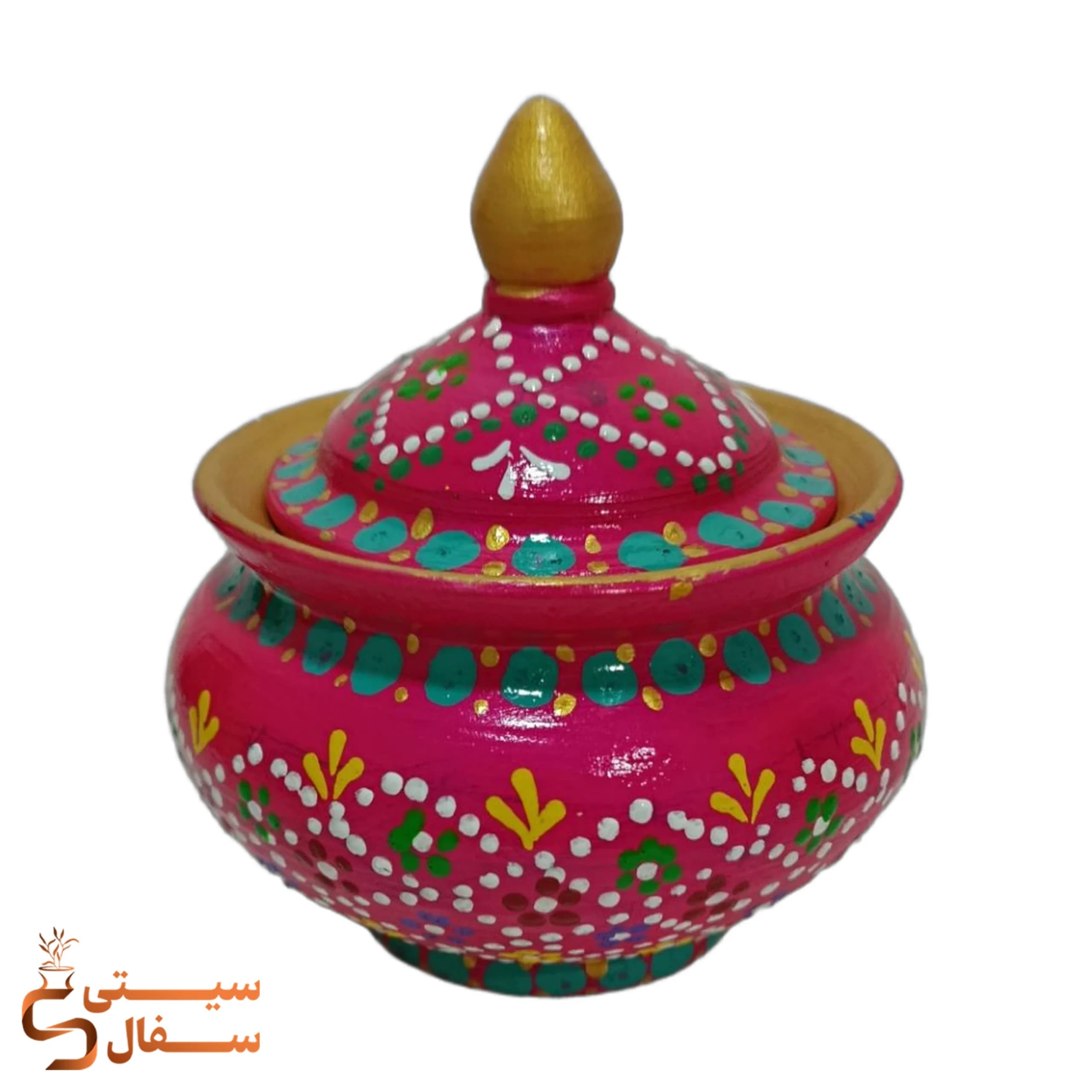 قندان نقطه کوبی سرخابی سفالی طرح سنتی | سیتی سفال — تصویر ۳