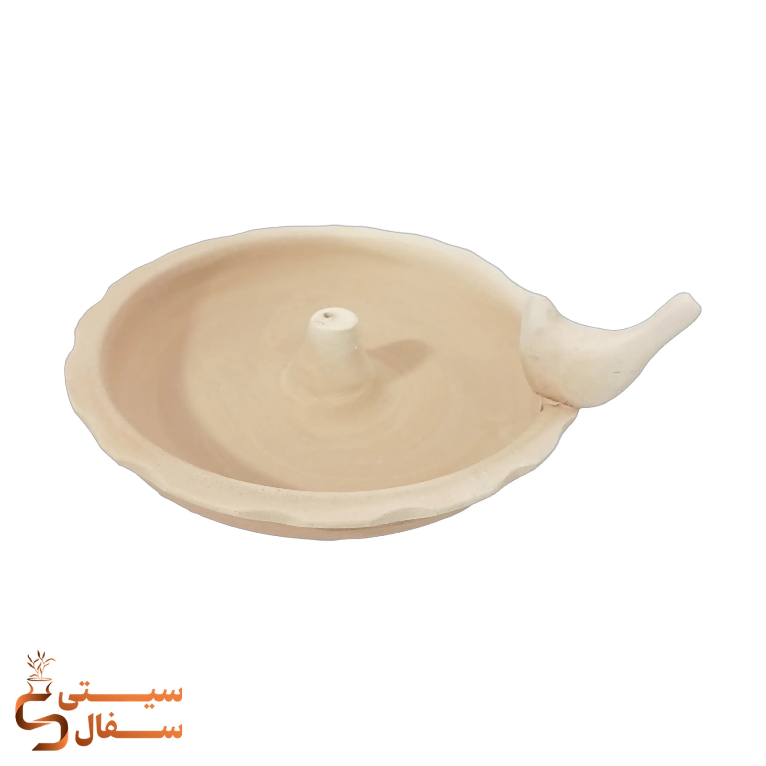 جاعودی سفال خام طرح گنجشک با لبه چین دار (بیس نقاشی اکریلیک، پتینه )