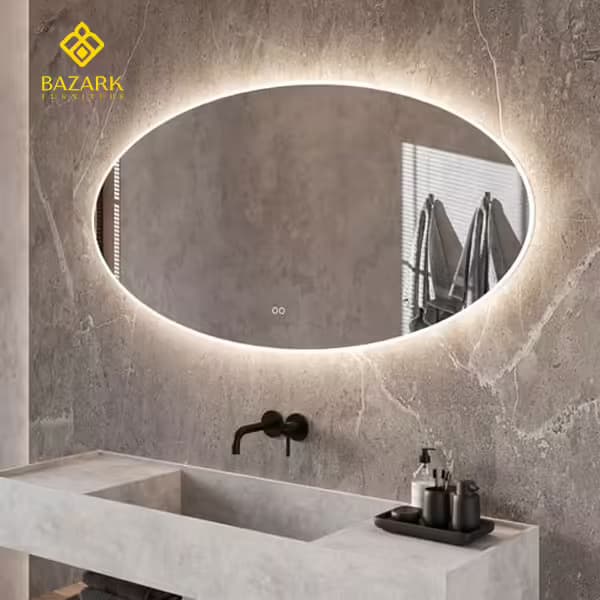 آینه آرایشگاهی بک لایت بیضی ۱۲۰ سانت (نور حرفه‌ای) مدل ۲۰۵۷