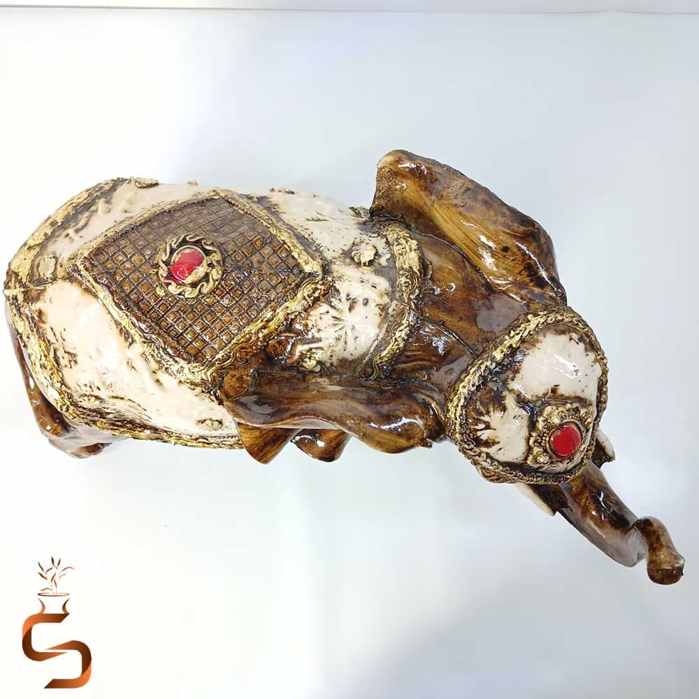 مجسمه فیل پلی استر دکوراتیو مدل هندی سایز بزرگ (ارتفاع ۲۵ سانتیمتر) — تصویر ۲