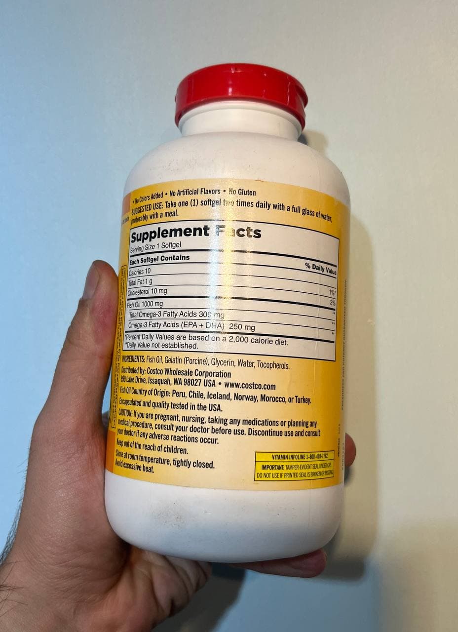 کپسول روغن ماهی کرکلند 1000 میلی گرمی | Kirkland Fish Oil 1000mg — تصویر ۳
