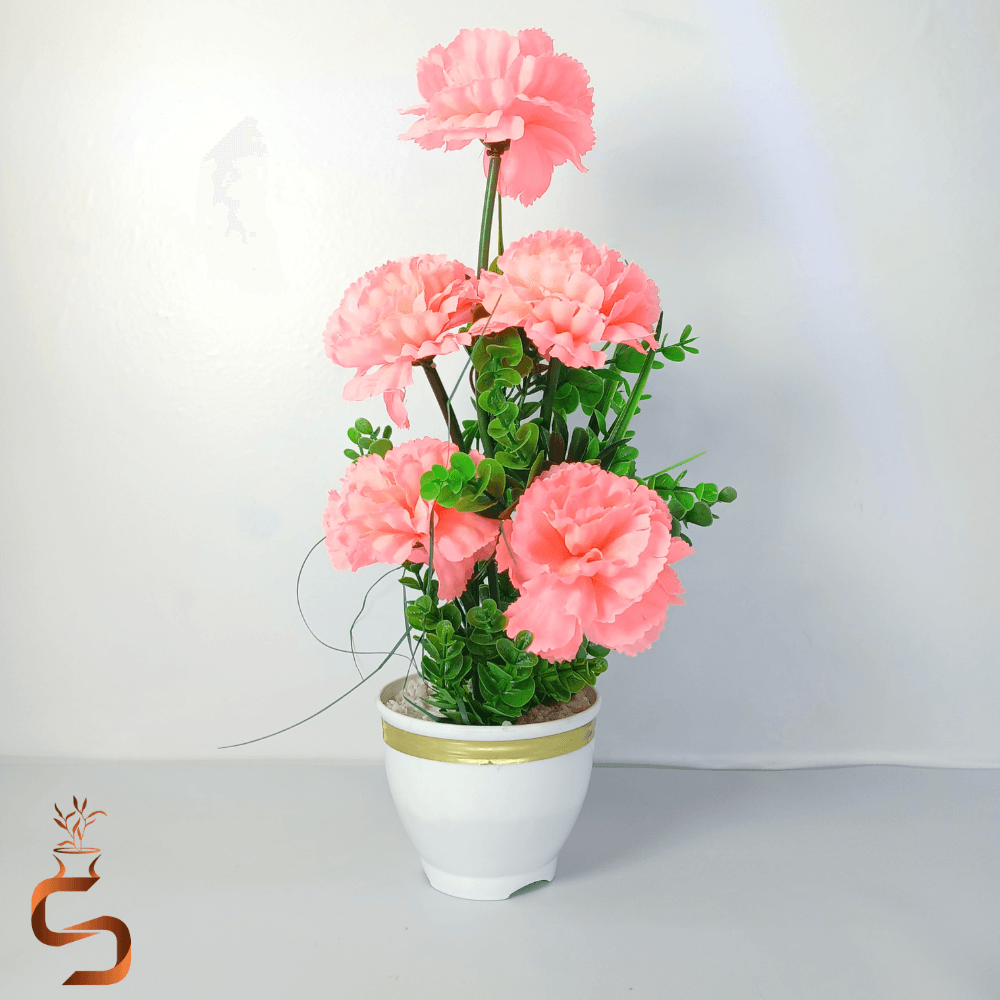گل داوودی 5 گل در گلدان سفید — تصویر ۲