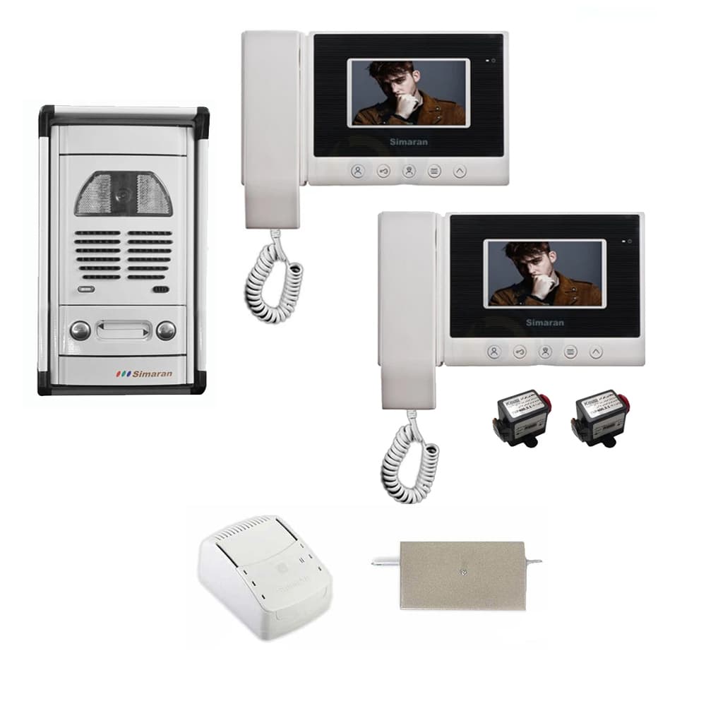 مانیتور دربازکن تصویری سیماران مدل 43HS-VFC2D دو طبقه، به همراه محافظ ولتاژ مانیتور