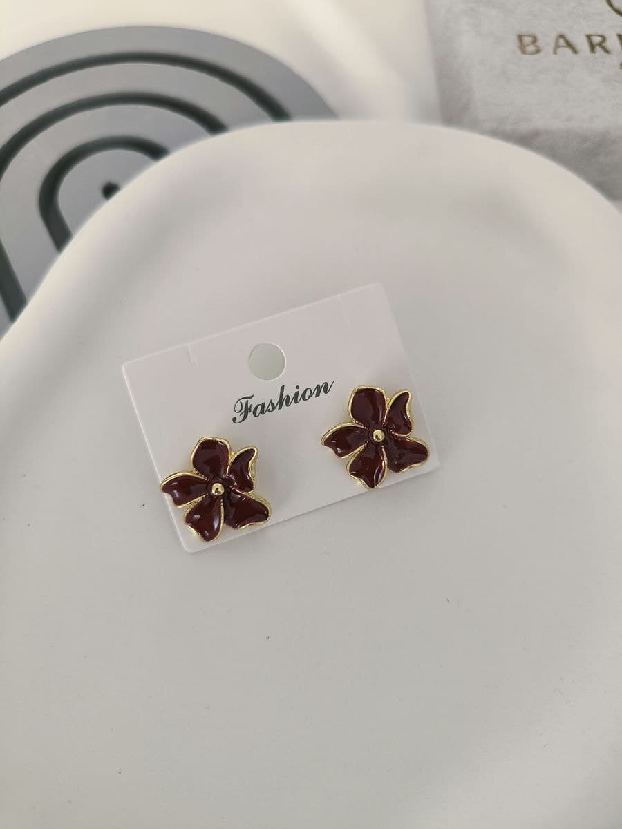 گوشواره میناکاری گل پنج پر(در سه رنگ) — تصویر ۲