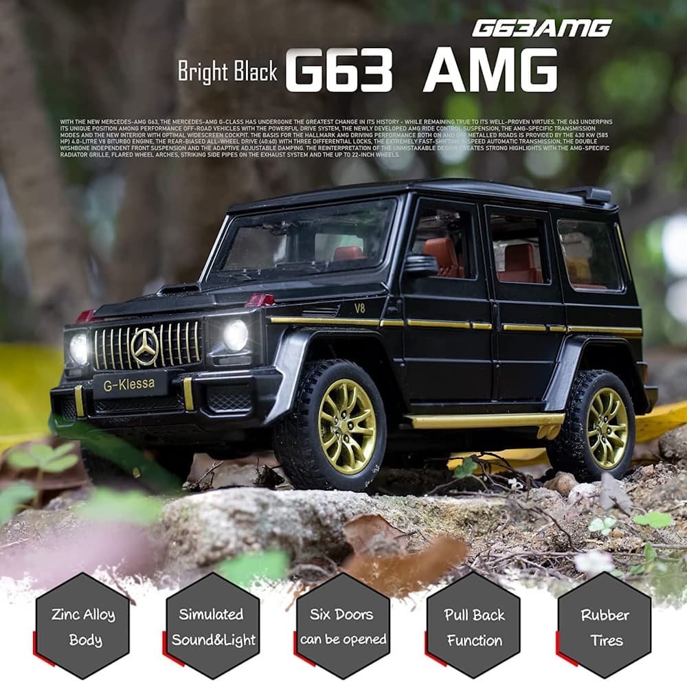 ماشین فلزی بنز جی کلاس 1:24 دودزا و درب بازشو 1:24 Benz G63 AMG — تصویر ۵