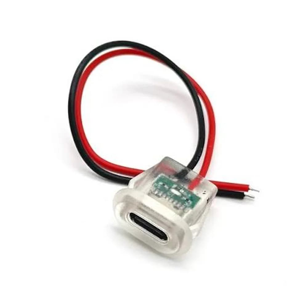 کانکتور مادگی USB Type-C رو پنلی شفاف 2 سیم با LED