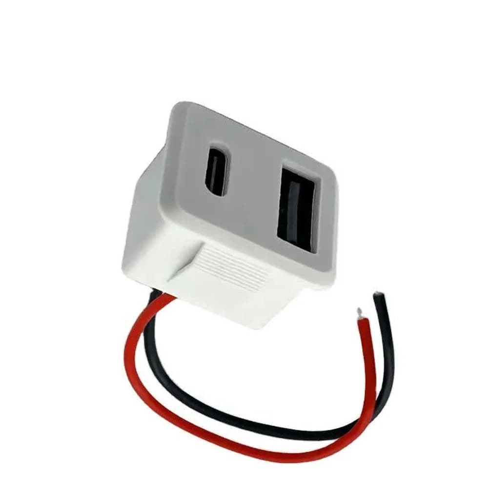 کانکتور پنلی دو پورت USB-A و Type-C سیم‌دار
