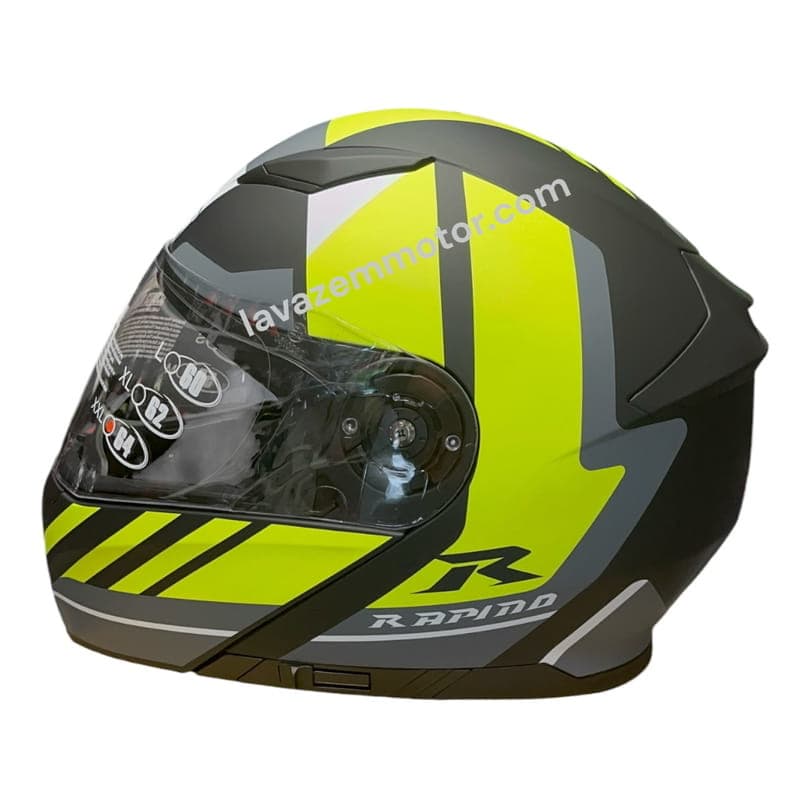 کلاه کاسکت فک متحرک RAPIDO مدل 950 MATT BLACK NINJA GREEN