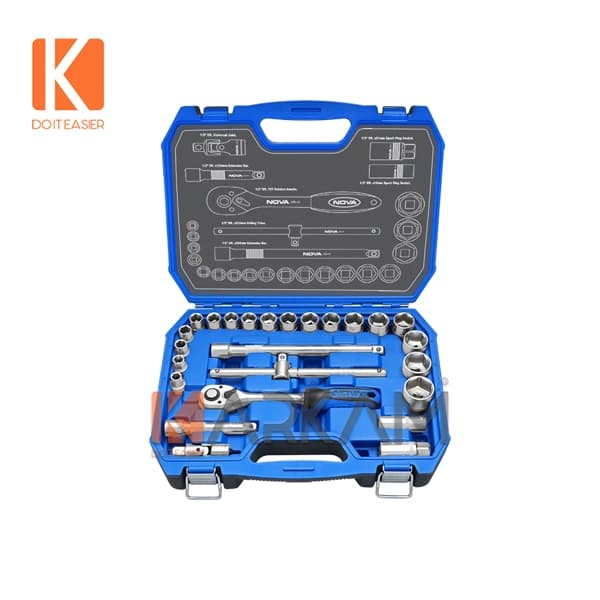 جعبه بکس 25 پارچه 1.2 اينچ با سطح کروم مات و کيف BMC نوا 6684