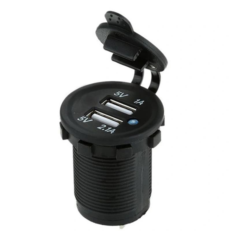 شارژر خودرویی چراغ‌دار دو پورت USB 5V 2.1A