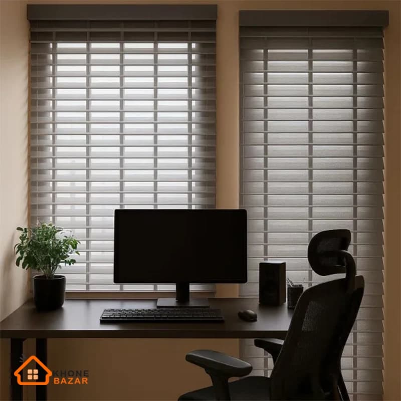 پرده سیلوئت 50 میلیمتری طرح چوب ترکیبی کد 6501 — تصویر ۲