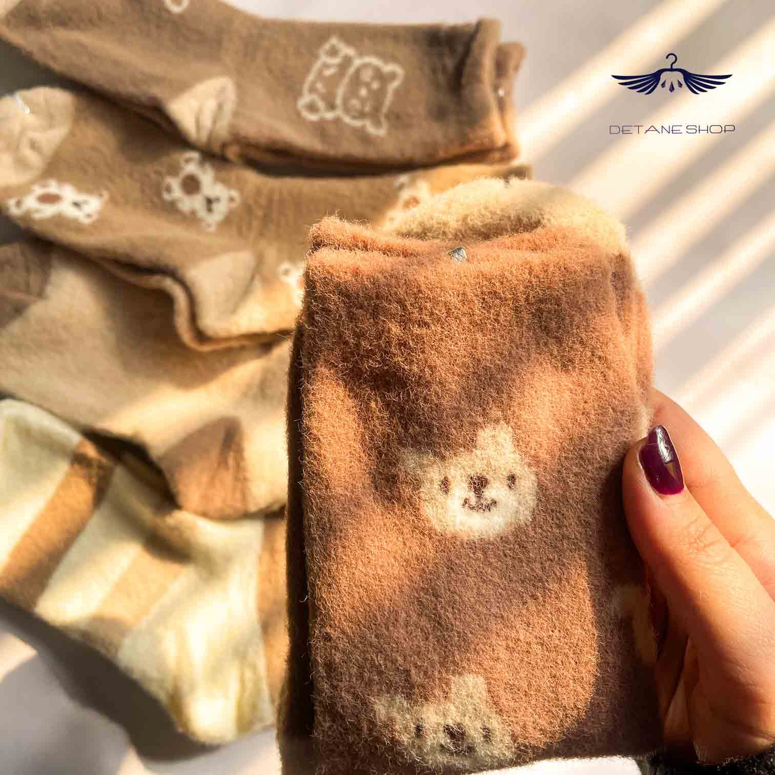 جوراب ساقدار پشمی طرح تدی وارداتی — تصویر ۳