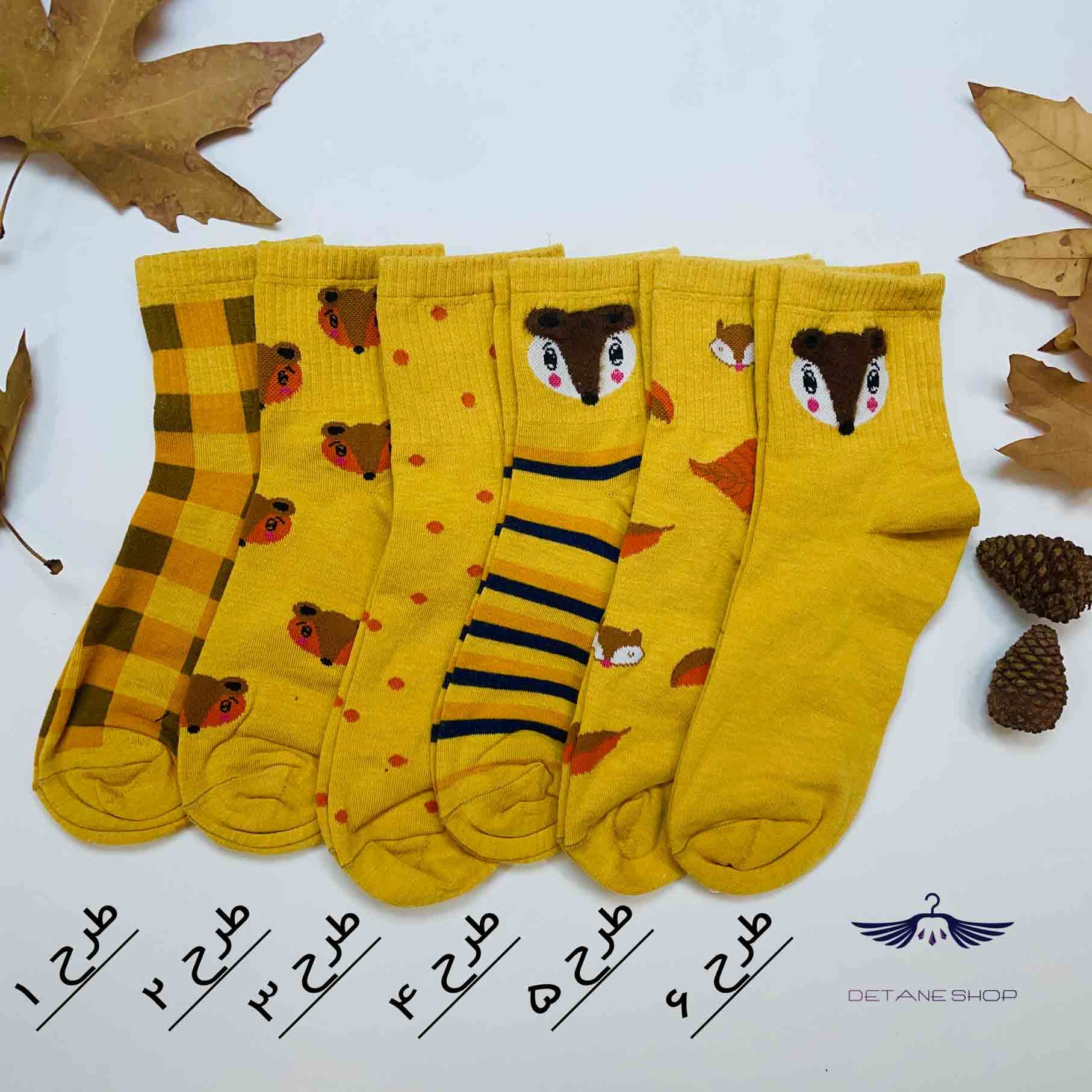 جوراب ساقدار طرح سنحاب خردلی — تصویر ۲