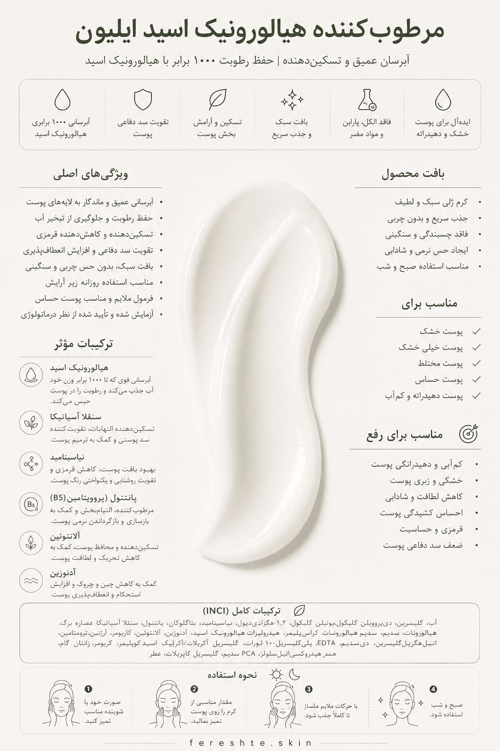 کرم مرطوب‌کننده ی هیالورونیک اسید ایلیون — تصویر ۲