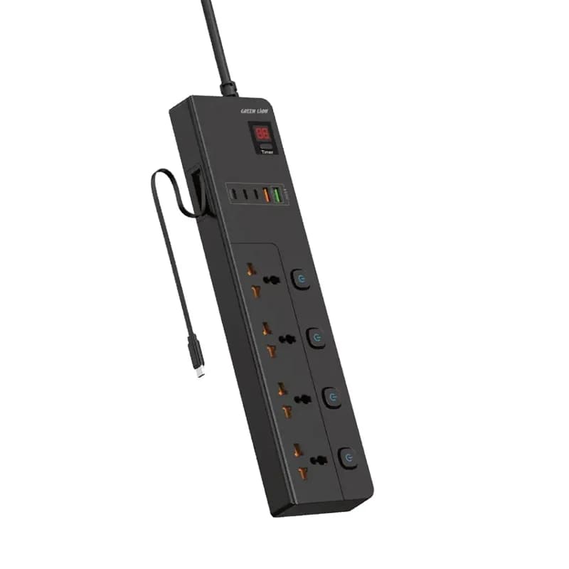 چندراهی برق ۴ خانه گرین لاین مدل GS-800 با PD 35W و کابل ۲ متری