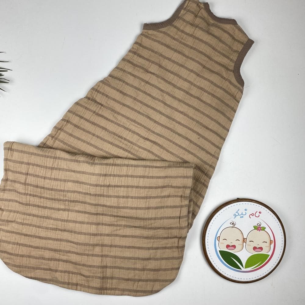 کیسه خواب نوزادی برند لوپیلو طرح راه راه زیپی کرم کاراملی رنگ – 2 تا 4 سال — تصویر ۵