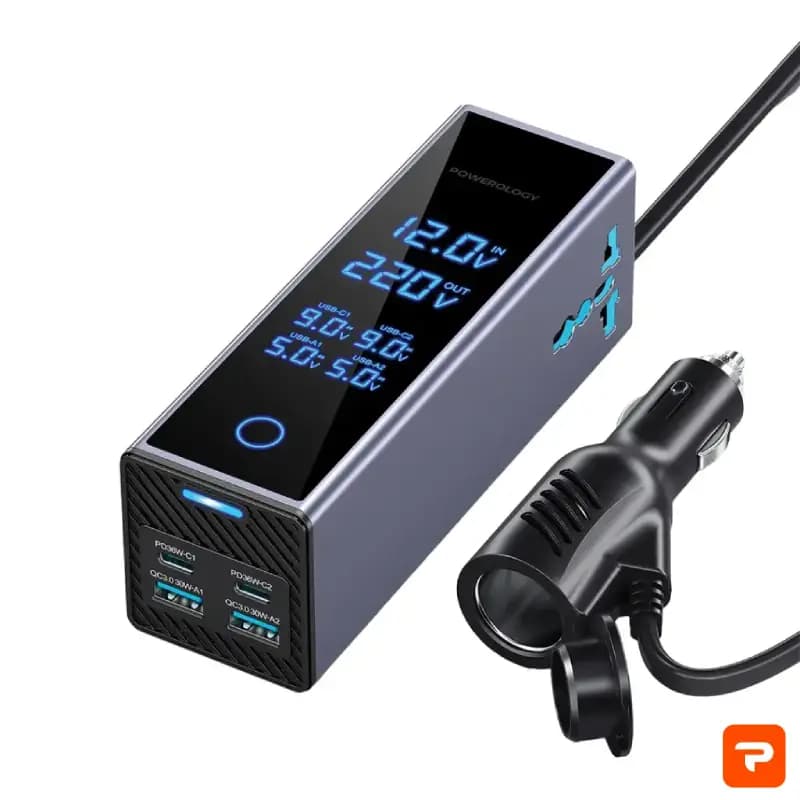 اینورتر خودرو Powerology 2AC Socket – خاکستری