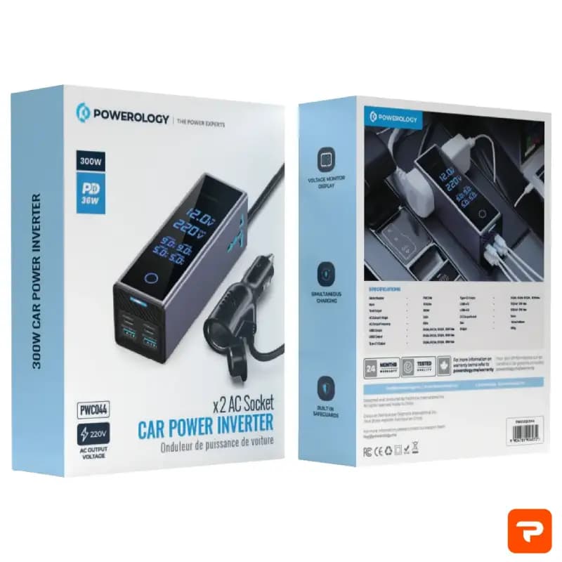 اینورتر خودرو Powerology 2AC Socket – خاکستری — تصویر ۳