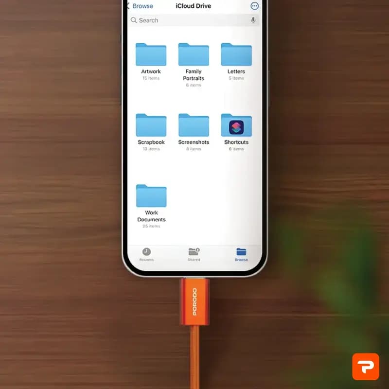 کابل Porodo High-Speed USB-C Braided Cable – Orange — تصویر ۴