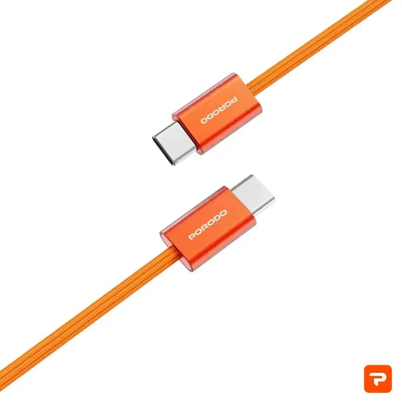 کابل Porodo High-Speed USB-C Braided Cable – Orange — تصویر ۲